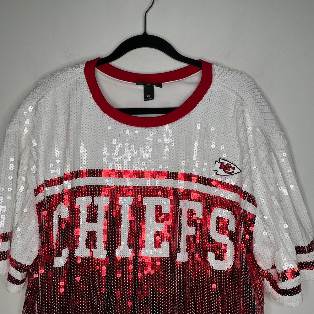 Kansas City Chiefs Sequin Jersey Mini Dress Size XL - Picture 9 of 11